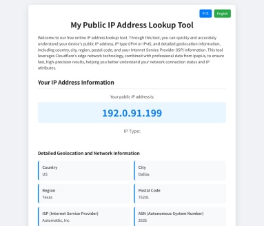 我的公网 IP 地址查询工具