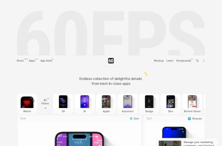 60fps – 精选UI/UX动效灵感与交互动效案例库