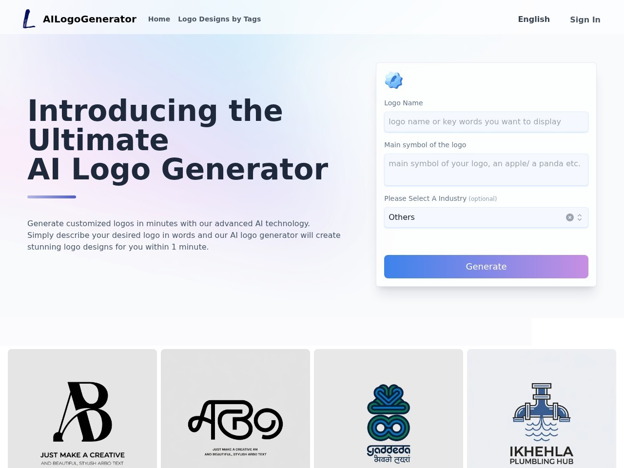 AI Logo Generator – 人工智能LOGO神器