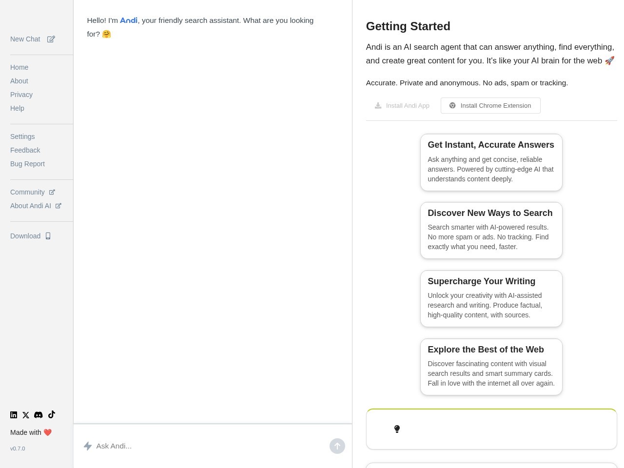 Andi官网 – 生成式AI驱动的对话搜索引擎