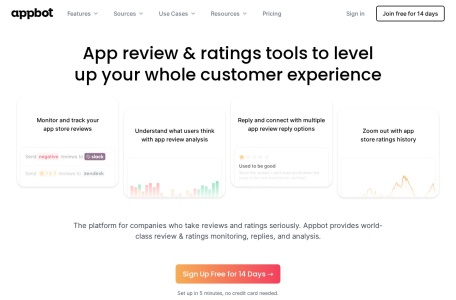 Appbot_14天免费试用，移动应用评论和评分工具