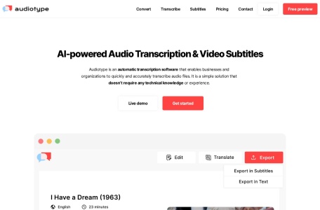 Audiotype – Audio Transcription and Video Subtitles