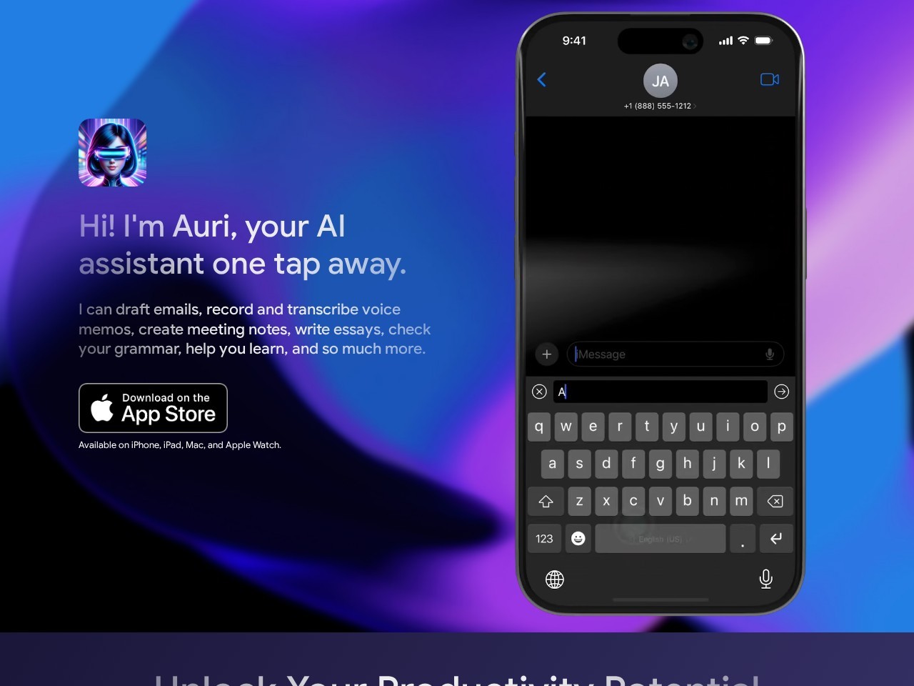 Auri.AI – 语言键盘、智能聊天、转录和笔记功能