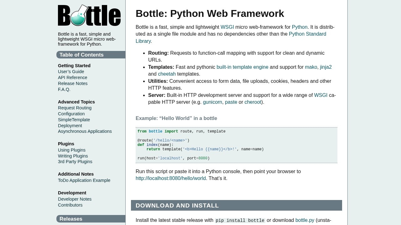 Bottle轻量Python微框架