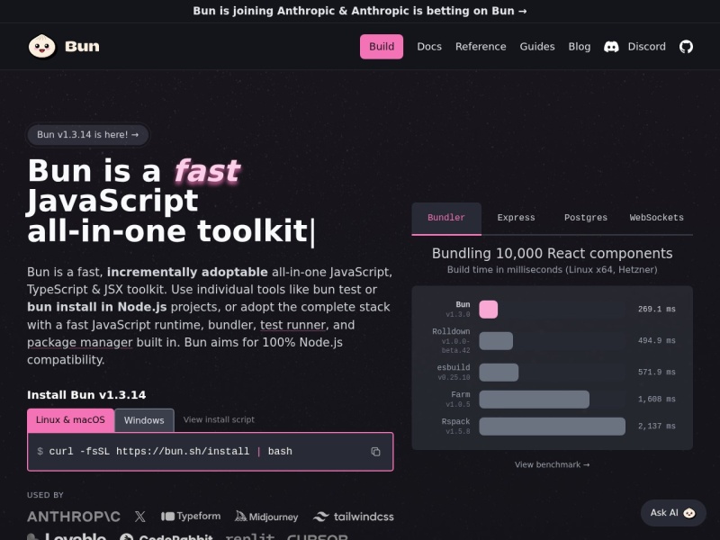 Bun – 高性能 JavaScript 运行时与工具链