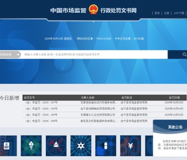 中国市场监管行政处罚文书网