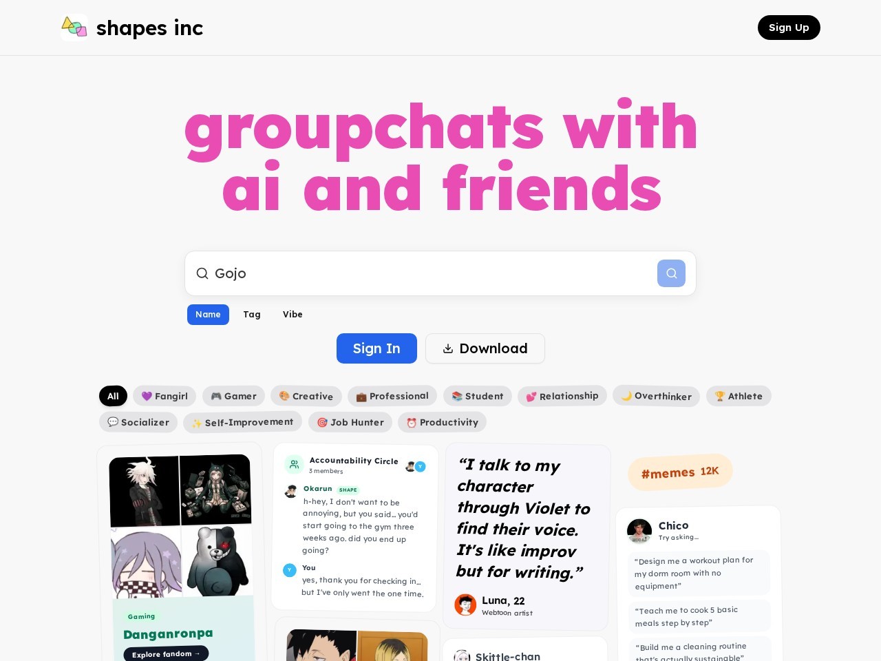 Shapes, Inc – 与用户建立深厚友谊的虚拟角色