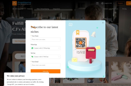 CJdropshipping_CJdropshipping 是一家跨境电商供应链服务提供商，专注于为商家提供一件代发服务。通过与CJdropshipping合作，商家无需实际库存，只需要将客户订单信息发送给CJdropshipping，他们将负责产品包装、发货和物流配送，大大简化了供应链管理流程