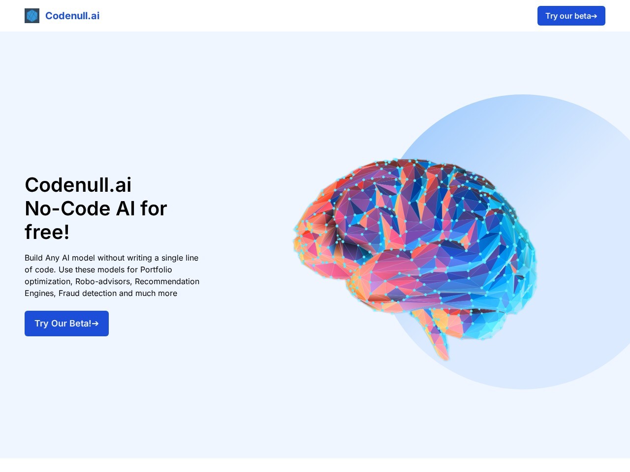 Codenull.ai – 无代码人工智能平台