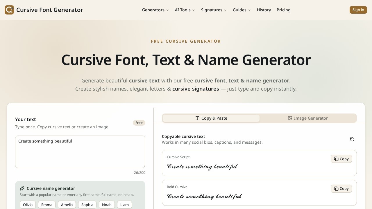 Cursive Font Generator