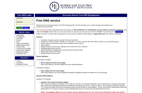 Hurricane Electric Hosted DNS