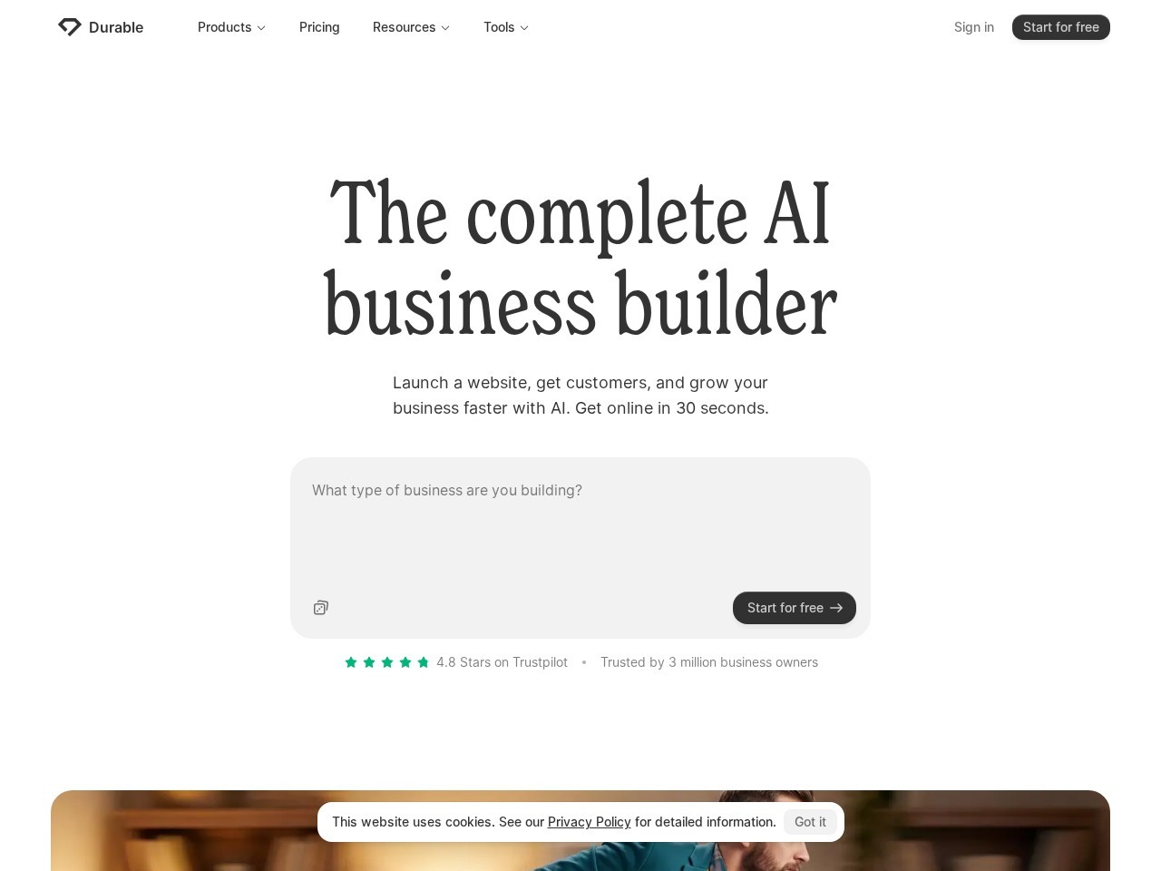 Durable – AI 驱动的快速网站构建器