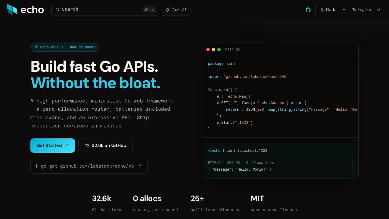 Echo Go语言高性能Web框架