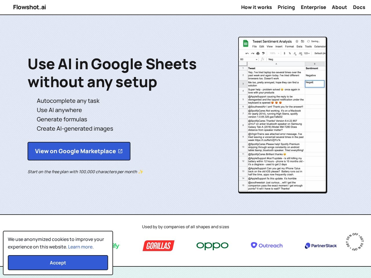 Flowshot – Google Sheets AI插件