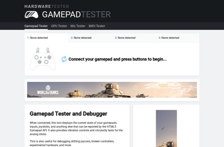 在线检测游戏手柄性能-Gamepad Tester