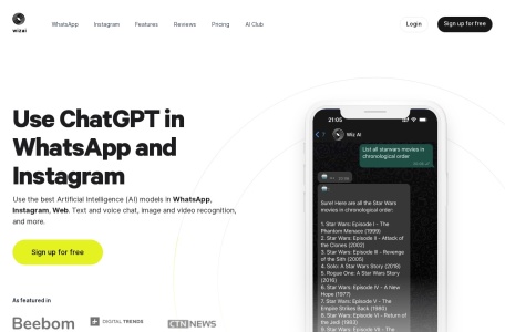 WizAI – ChatGPT for WhatsApp & Instagram翻译站点