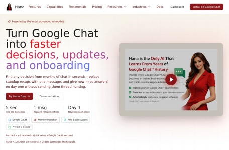 Hana – AI-Powered Google Chat Assistant翻译站点