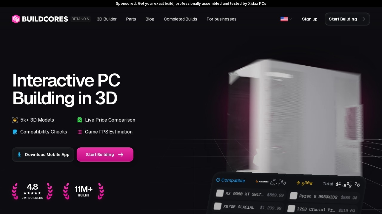 BuildCores: 3D PC Parts Picker