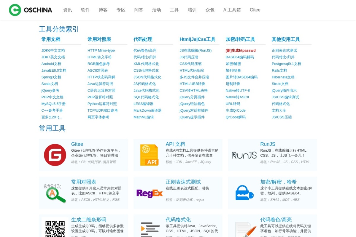 OSCHINA.NET社区 站点截图