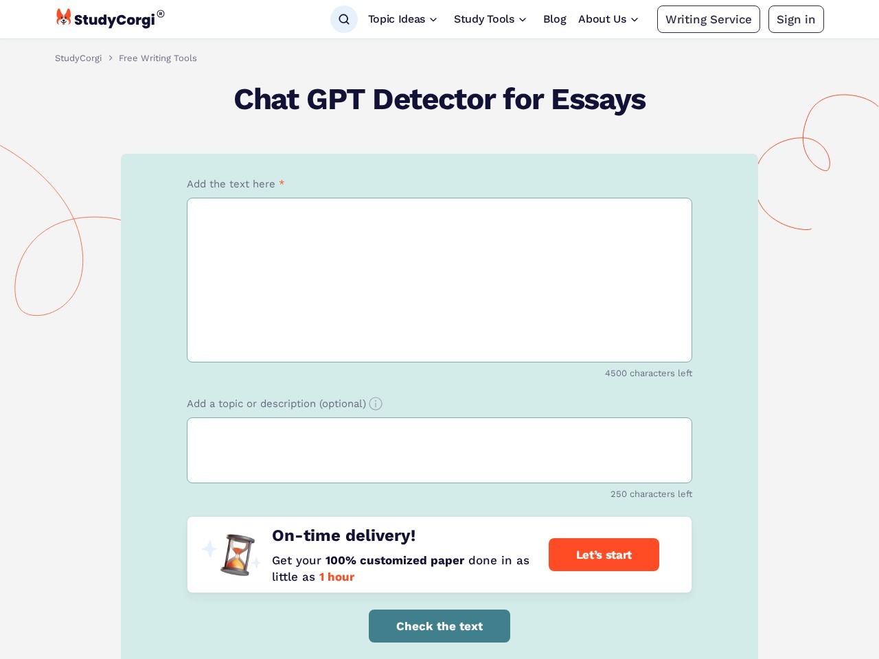 StudyCorgi ChatGPT Detector