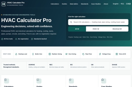 HVAC Calculator Pro – 免费在线暖通空调与电气计算工具