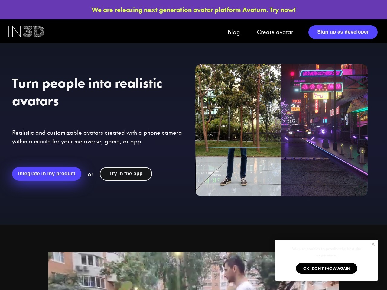 In3D – 创建逼真且可定制的3D头像