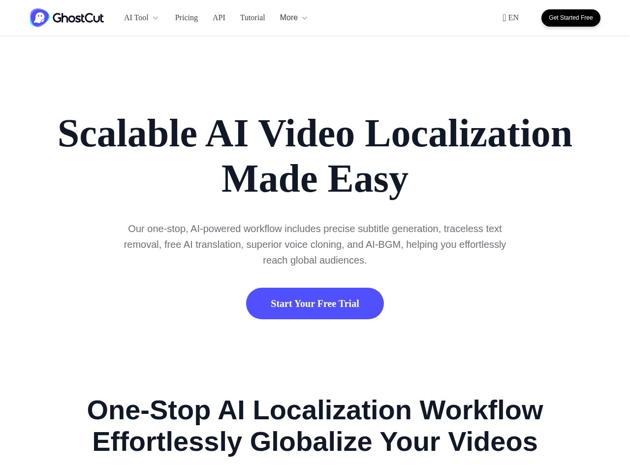 鬼手剪辑GhostCut – 将视频内的语音或字幕一键翻译成多种语言，并提供重新配音或覆盖原字幕的服务