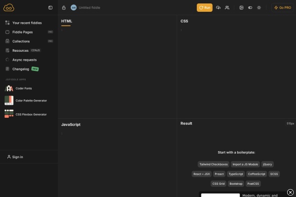 JSFiddle – React、Tailwind 在线代码测试平台