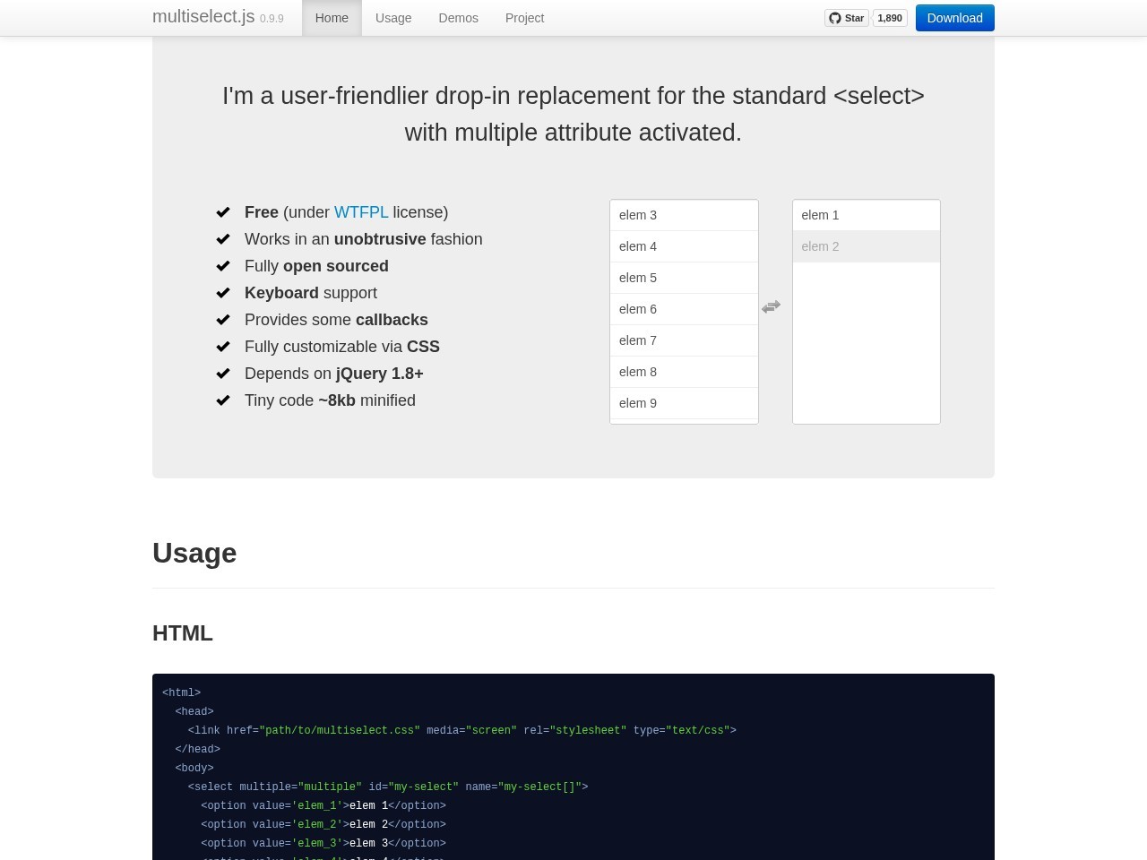 jQuery multiselect