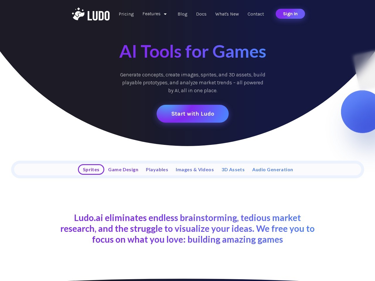 Ludo.ai – 为游戏工作室提供AI驱动的创新工具