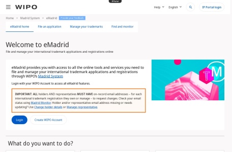 马德里商标监控管理系统eMadrid（世界知识产权组织WIPO）