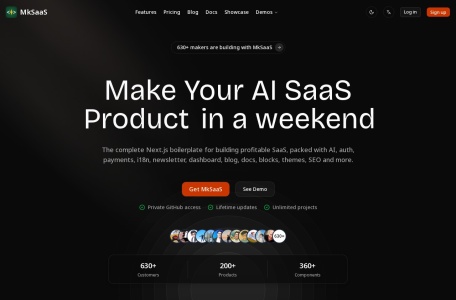 MkSaaS 界面截图