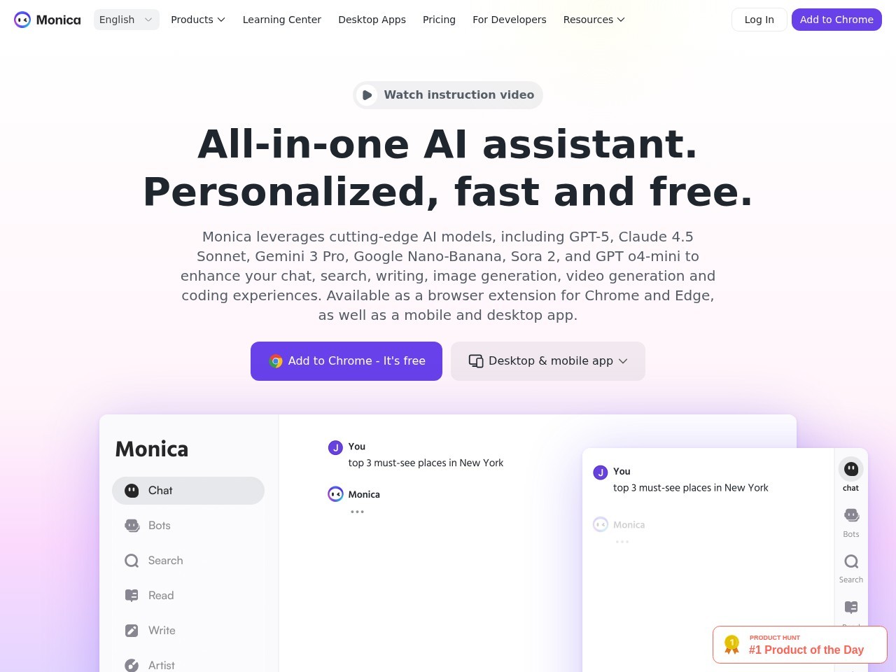 Monica – 基于Chrome扩展的AI助手