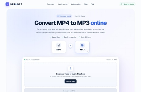 MP4toMP3 – 浏览器本地MP4转MP3转换器