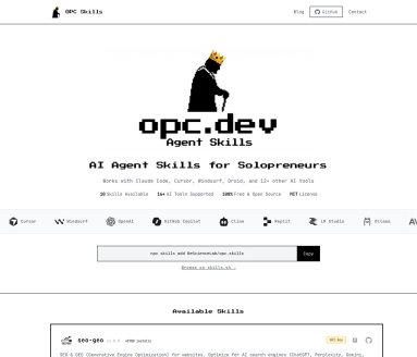 OPC|AI Agent Skills for Solopreneurs