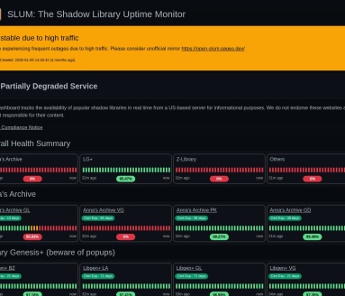 SLUM: The Shadow Library Uptime Monitor