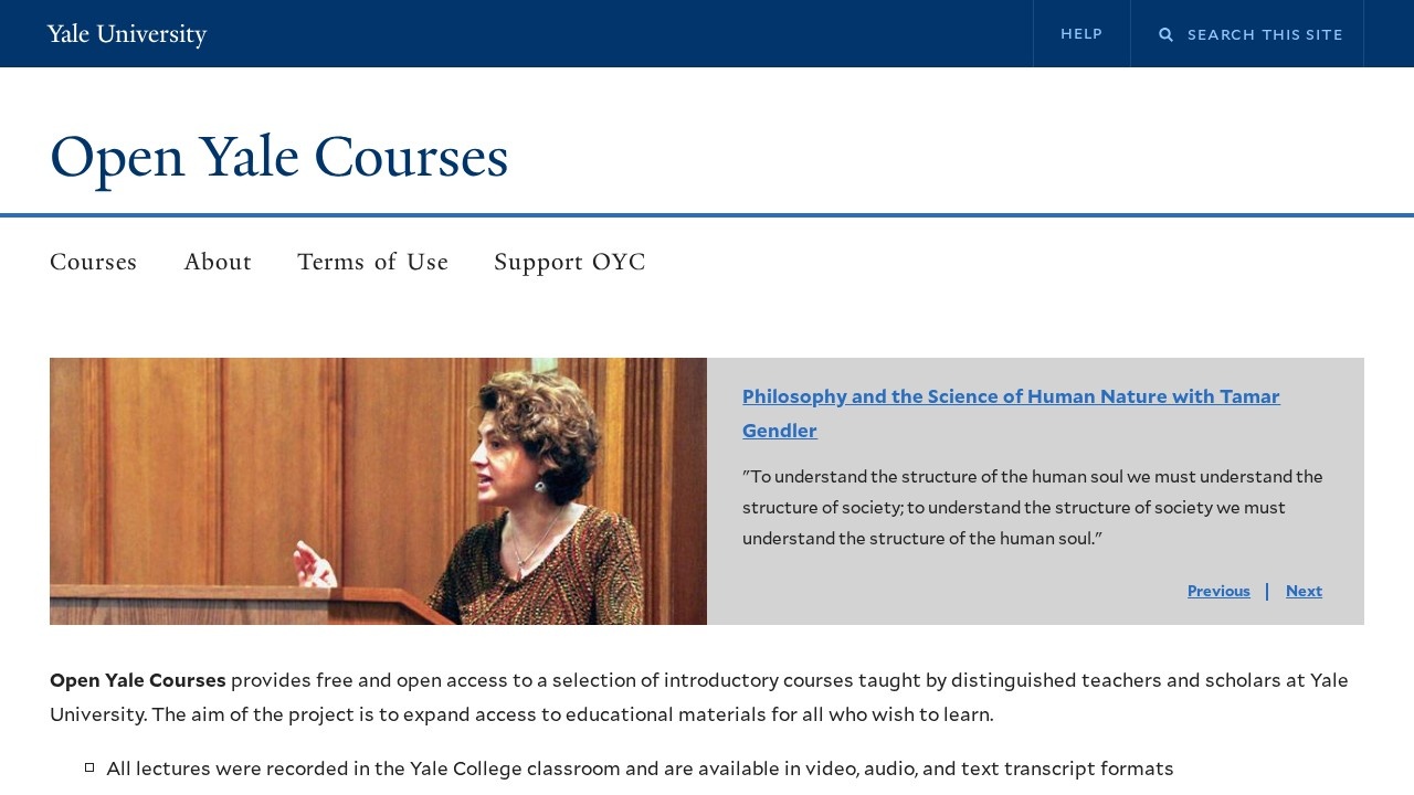 耶鲁大学开放课程（Open Yale Courses）