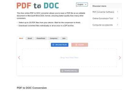 PDF to DOC_此免费在线转软件可将PDF文档保存至Microsoft Word DOC格式的可编辑文档，与其它许多转换软件相比，可提供更优质的质量