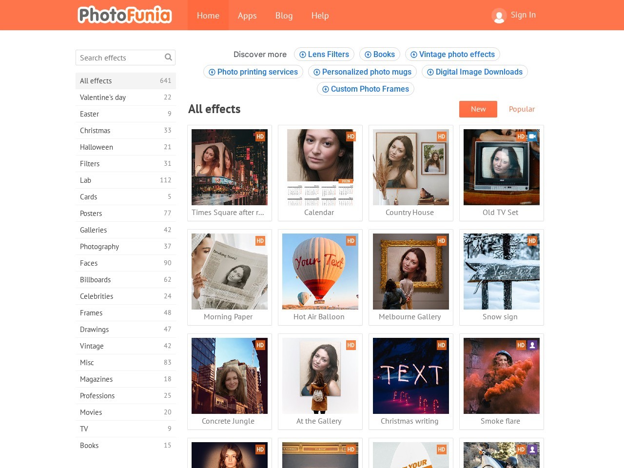 photofunia – 允许您在照片中交换人脸面孔