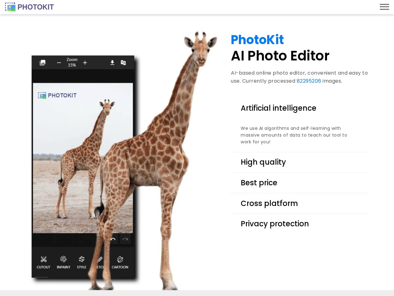 photokit – 人工智能的在线图片编辑器
