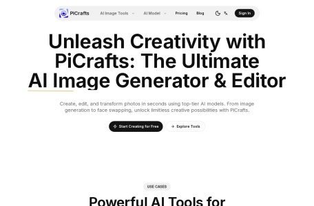 Free AI Image Generator Online – PiCrafts在线AI图像生成器，多模型4K出图