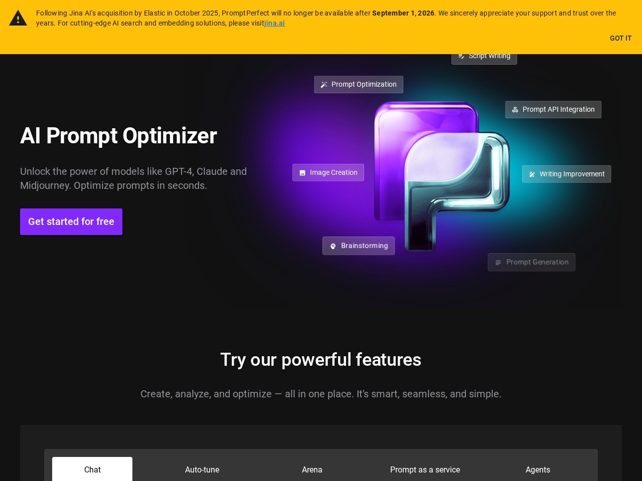 PromptPerfect – 尖端提示词优化器