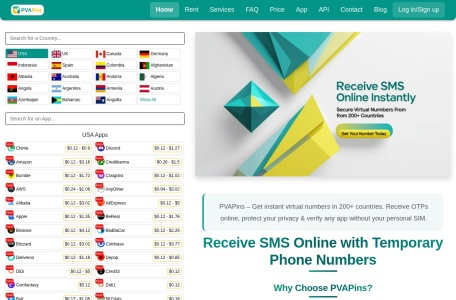 PVAPins 短信接码平台