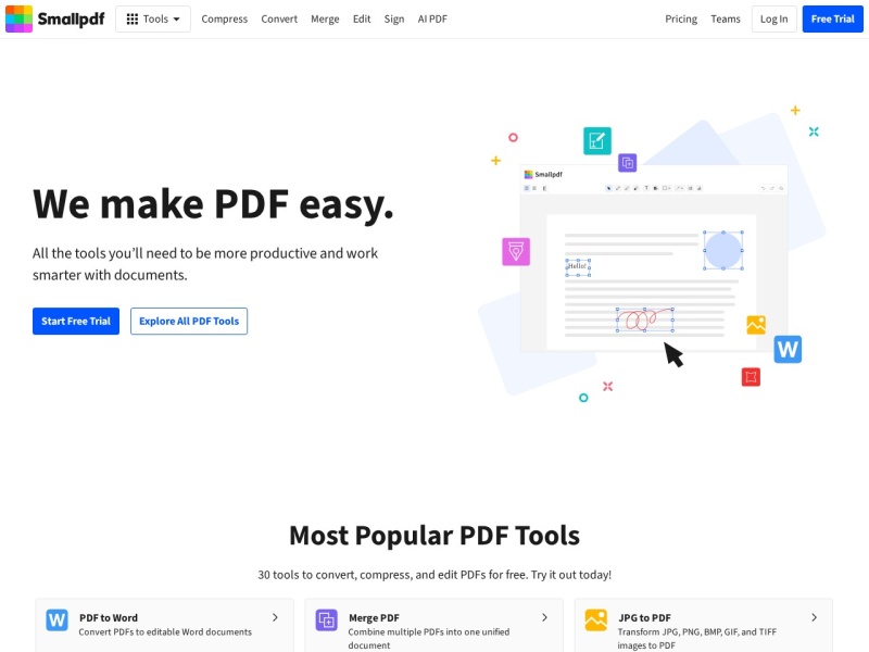 Smallpdf：在线PDF处理神器
