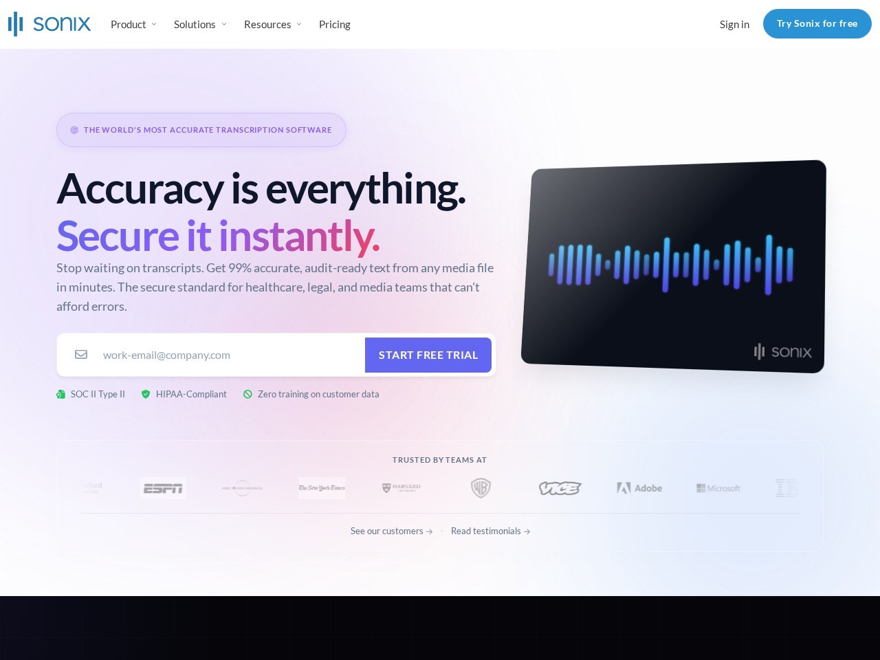 Sonix – 自动转录、翻译和字幕平台