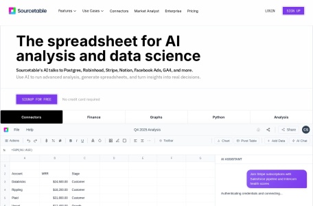 Sourcetable — AI spreadsheet & data analyst