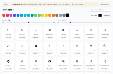 一键生成免费SVG图标集：TABLER ICONS