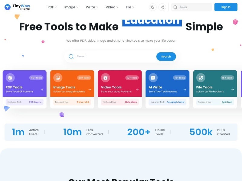 TinyWow – 免费在线文件处理工具箱
