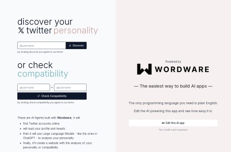 Twitter Personality – AI Agent by Wordware翻译站点
