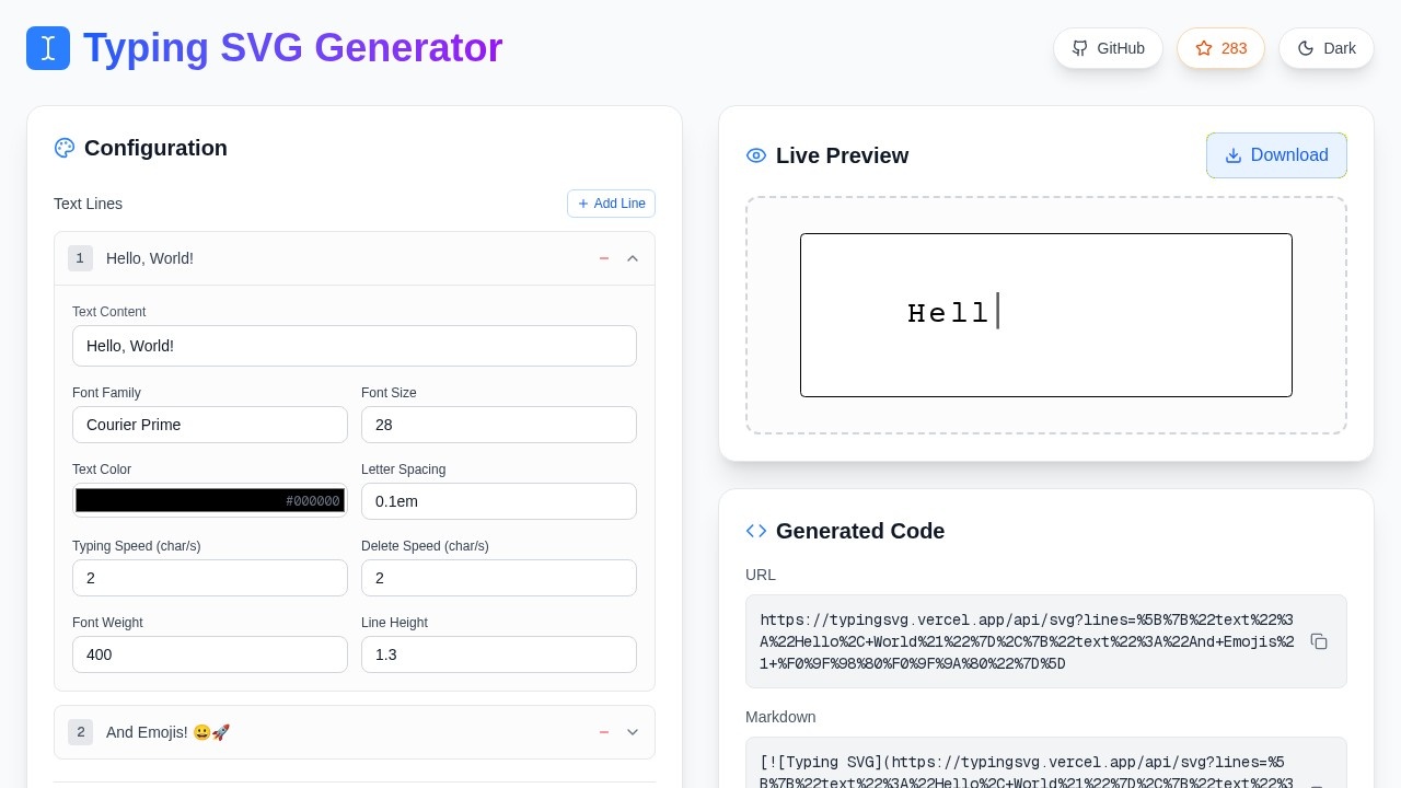 Typing SVG Generator